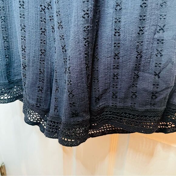 Cotton On Navy Blue Eyelet Tie Front Romper Crochet Lace Trim S - Picture 6 of 10